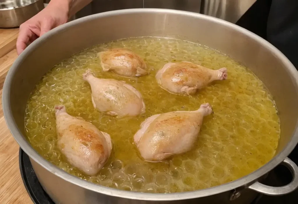 A bowl of simple brine solution with dissolved salt and water for tenderizing meat.